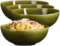 Mica Decorations Pasta bord Nusa - 6x - groen - 17 x 6 cm - keramiek - diep bord