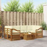 vidaXL Buiten bank set 7 st Natuurlijk en Crème Massief Acacia Hout