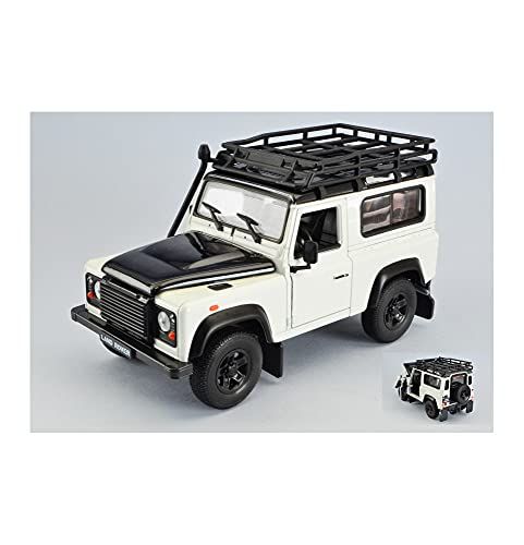 Welly Land Rover Defender 1984 WIT/BLACK MET ROOF Rack 1:24 Die Cast Model Car