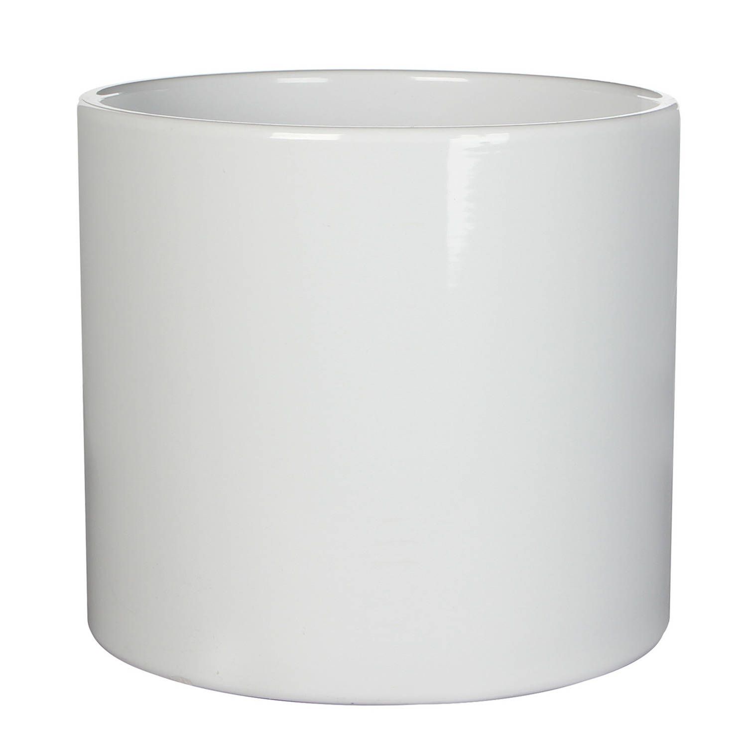 Mica Decorations Era Bloempot - H21,5 x Ø23 cm - Glans - Wit - 8712799037069
