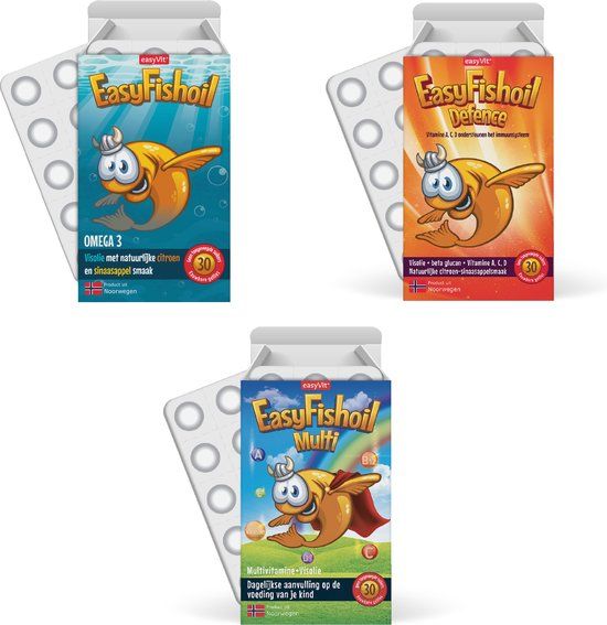 EasyFishoil - Omega 3 Voordeelpakket voor Kinderen - EasyFishoil Kids + Defence + Multi