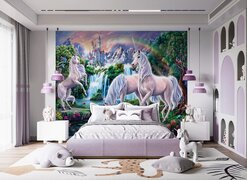 Walltastic – Unicorn Paradise Posterbehang – Kinderbehang - XXL (305 x 244 cm) – 6 Panelen