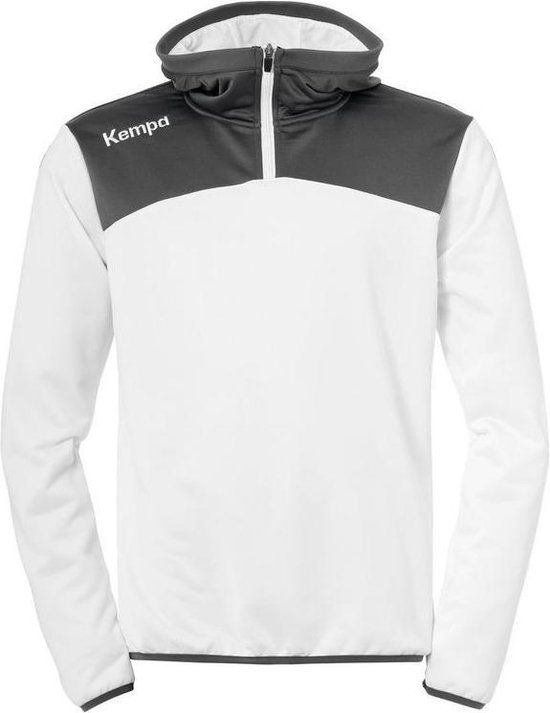 Kempa Emotion 2.0 Hoody met 1-4 Rits Wit-Antraciet Maat 4XL - Mannen