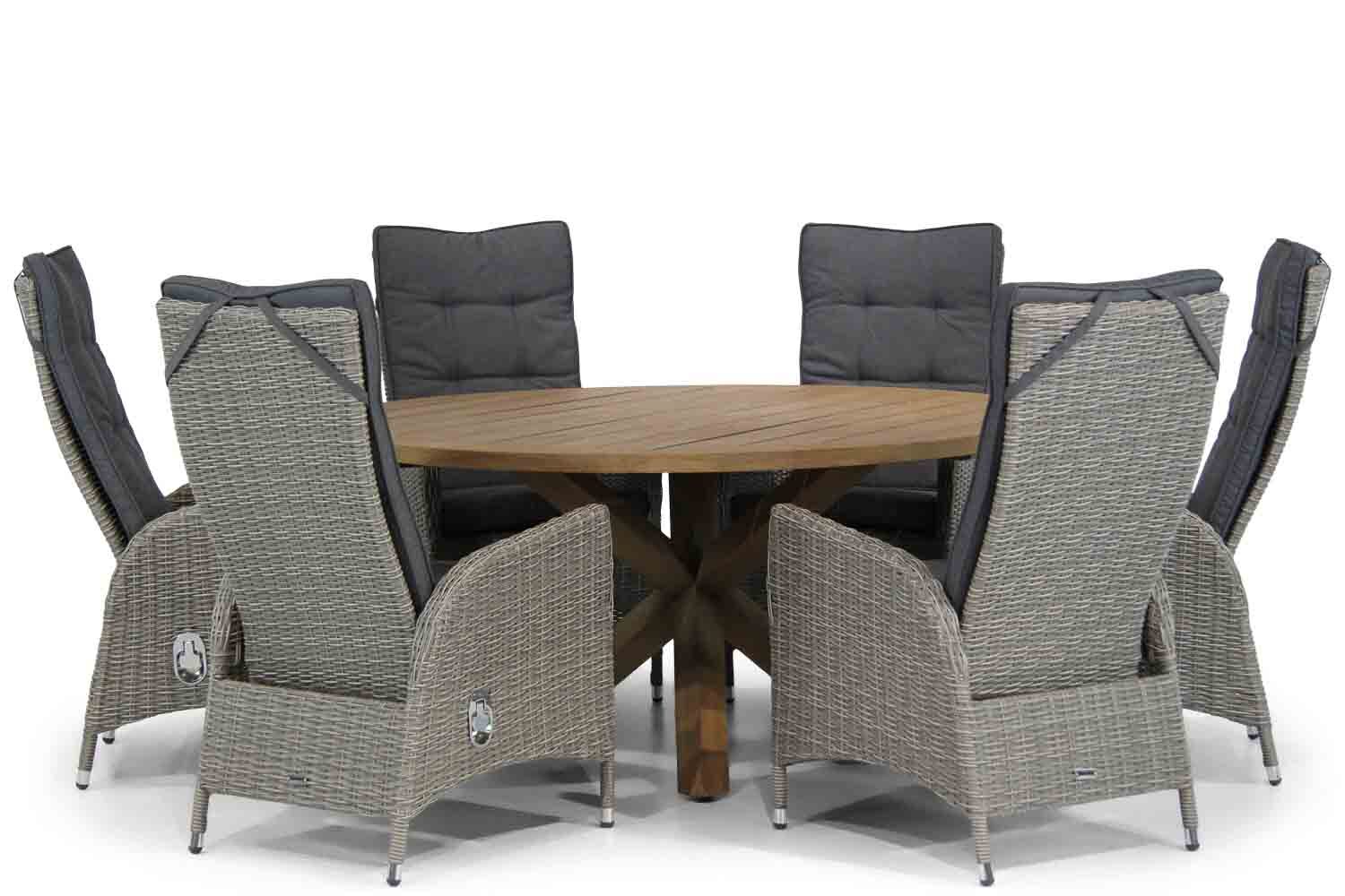 Garden Collections Lincoln/Sand City 160 cm rond dining tuinset 7-delig