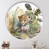 Tigre Stickers Trompe L'Oeil Arche Ronde Enfants - Diamètre 110 cm