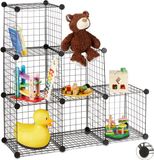 Merkloos Relaxdays vakkenkast - 6 vakken van 30 x 30 cm - trapvorm - room divider - zwart