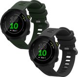 kwmobile 2x horlogebandjes geschikt voor Garmin Forerunner 55 / Forerunner 165 / 245 / 645 / 570 42mm bandje - Smartwatch bandjes van TPU - Activity tracker horloge band in grijs / donkergroen