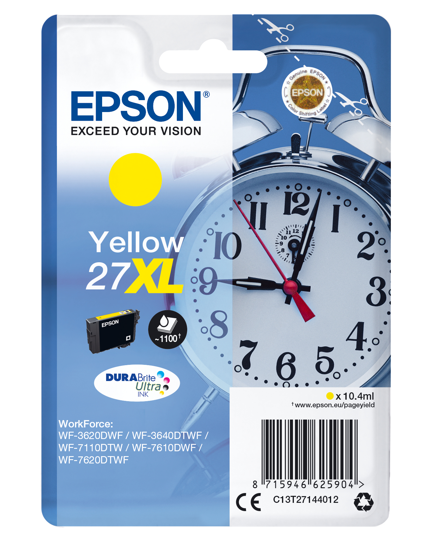 Epson Singlepack Yellow 27XL DURABrite Ultra Ink