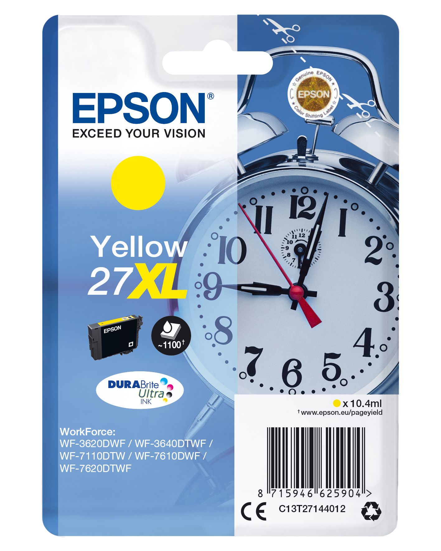Epson 27XL Yellow Ink Cartridge - High Capacity - Original