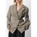 Grace & Mila Getailleerde Geruite Blazer - Beige