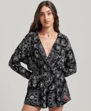 Superdry Vintage Beach Playsuit W8011305a Black Bandana Aop Dames Maat - M