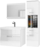 B BELINI GROUP BELINI Badkamermeubel Set PRI P3 - Badmeubelset 90 cm Wit Hoogglans met Wastafel en Spiegel - Wandmontage