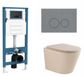 QeramiQ Dely Toiletset - Inbouwreservoir - Slim Zitting - Licht Grijze Bedieningsplaat
