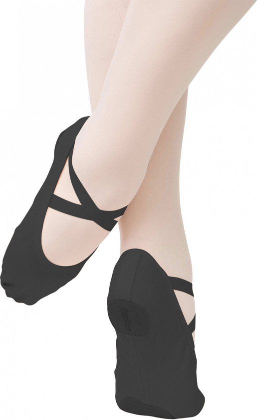 Papillon Balletschoenen Zwart – Stretch Canvas – Splitzool – Dansschoentjes Dames – Maat 39