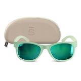 SUAVINEX Zonnebril voor meisjes en kinderen van 8 tot 14 jaar, gepolariseerd, UV 400-filter, 100% UVA- en UVB-bescherming, inclusief hoesje, flexibel en licht, vierkant, model 2026, groen