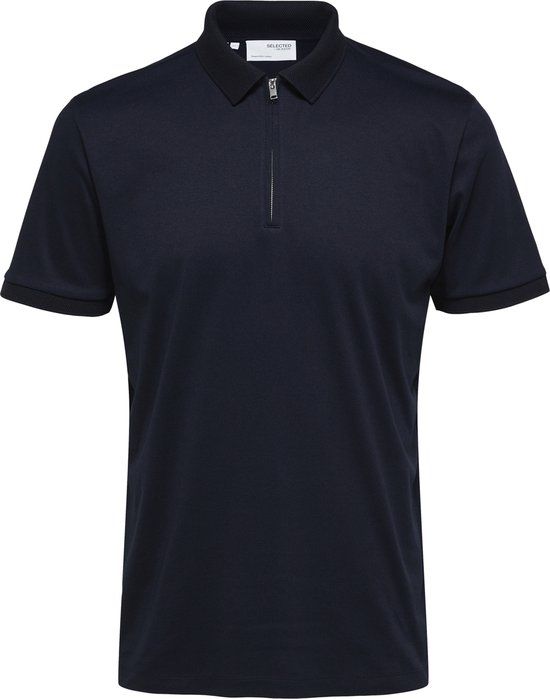 SELECTED HOMME SLHFAVE ZIP SS POLO NOOS Heren Poloshirt - Sky Captain - Maat M