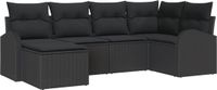 vidaXL Hoekbank Zwart Polyrattan 6-delig