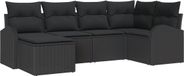 vidaXL Hoekbank Zwart Polyrattan 6-delig