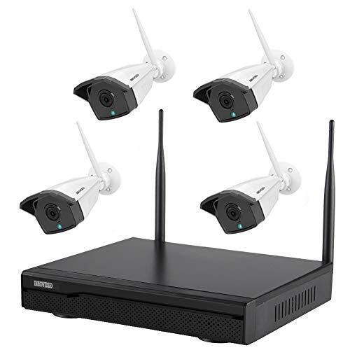 INKOVIDEO Complete set wifi-set / 4-kanaals netwerkrecorder met 4 x Full HD WLAN IP-bewakingscamera (netwerkcamera)