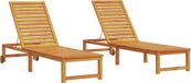 vidaXL Chaise longue 2 pièces Acacia massif Bois Marron