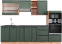 Vicco Fame-Line Unité de cuisine complète – 280 cm, WB Anthracite Vert-Or Pays/Or Chêne naturel