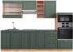 Vicco Fame-Line Unité de cuisine complète – 280 cm, WB Anthracite Vert-Or Pays/Or Chêne naturel