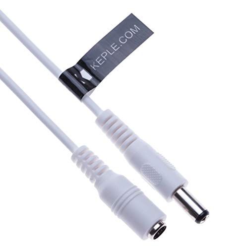 Keple DC-voedingsverlengkabel met 2.1mm / 5.5mm Male naar Female Jack 2m / 6.6ft Connector CCTV-netsnoeradapter Compatibel met CCTV-beveiligingscamera IP-camera DVR Standalone LED-stripmonitors (wit)