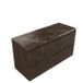 Saniclass Badkamermeubelset - 120x45x63cm - Noche natuurstenen topblad dark emperador - zonder kraangat - 2 lades - mat eiken charcoal