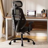 COMHOMA Ergonomische Bureaustoel met Hoofdsteun en Mesh Rugleuning - Zwart