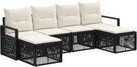 vidaXL Tuinbankenset 6 st Zwart poly rattan