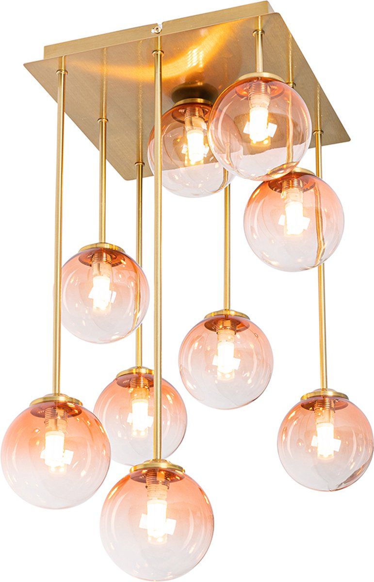 QAZQA Athens Art Deco Plafondlamp - 9 Lichts - Roze