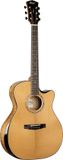 CORT Gold-Edge Grand Auditorium Cutaway All Solid Elektro-Akoestische Gitaar Naturel Hoogglans met Koffer