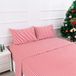 Best Season Ticking Stripe Sheet Set, 4-delig full size microvezel beddengoed, bordeauxrood en wit krijtstreep patroon, diepe zak