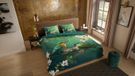Pure dekbedovertrek bloemen en vogels - 1 persoons 140x200/220 cm - Groen - Microvezel