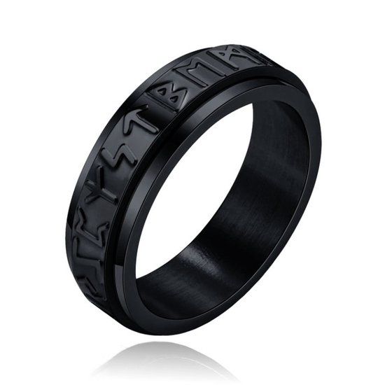 Mendes Viking Script Ring - Edelstaal Zwart-19mm
