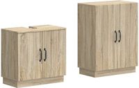 vidaXL - 2-delige - Badkamerkast - Set - HOORN - Sonoma - Eiken - Bewerkt - hout