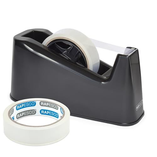 Rapesco 1540 Heavy Duty Plakbandhouder 500 met 2 Rol Plakband, Zwart