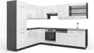 Vicco Hoekkeuken Fame-Line, Wit Hoogglans/Antraciet, 287 x 227 cm, WB Eik