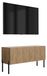 3xE living meuble TV sur pieds 100 cm, façade nervurée, pieds droits chêne artisanal/noir