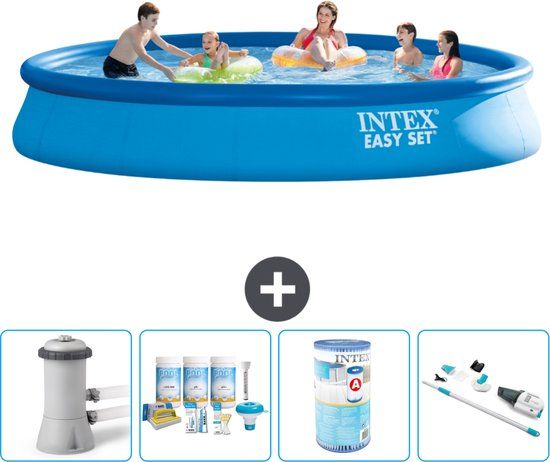 Intex Easy Set Zwembad - Rond - 457x84cm - Blauw - Incl. Pomp, Filter & Onderhoudspakket