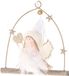 HBX natural living kerstengel hanger Ada roze met veren en textiel 17,5cm