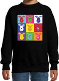 Bellatio Decorations Kersttrui/sweater voor jongens/meisjes - pop art - zwart - Kerst rendier 170/176