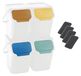 Set van 4 afvalbakken van 25 liter met koolstoffilters, voor afvalscheiding, kleur: wit