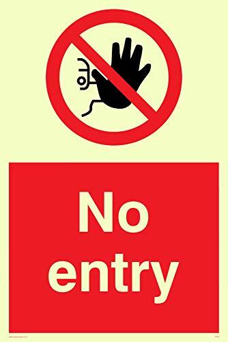 Viking Signs Viking Signs PA26-A4P-PV "No Entry" Sign, Sticker, Photoluminescent, 300 mm H x 200 mm W