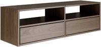 Selsey Framme – zwevend tv-meubel met twee kleppen en open vakken, notenhoutkleur, 100 cm