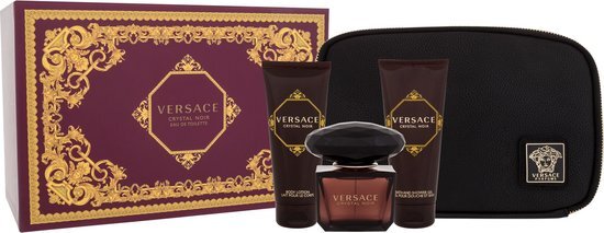 Versace Crystal Noir EDT 90 ml + Shower Gel 100 ml + Body Lotion 100 ml + Toilettas - Geschenkset Dames