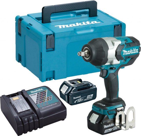 Makita DTW1002RTJ 18V Accu Slagmoersleutel Set (2x 5.0Ah) + Mbox - 1000Nm - Koolborstelloos