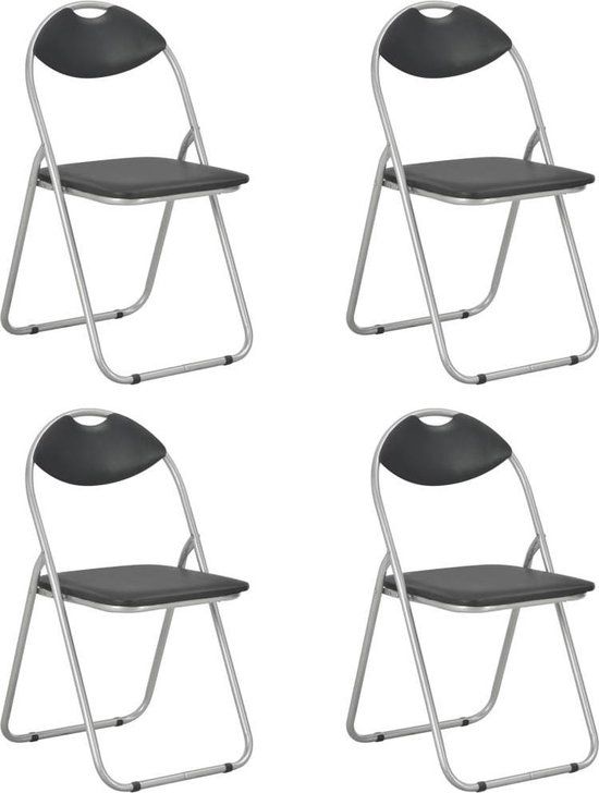vidaXL Opklapbare stoelen 4 stuks zwart kunstleer
