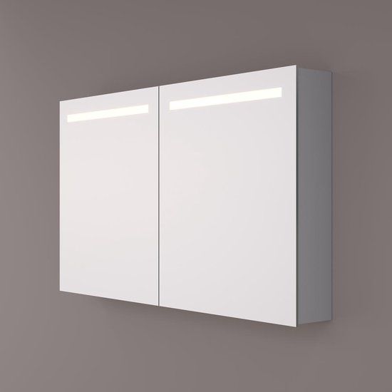 HIPP Design spiegelkast - Horizontale LED Banen 100 x 70 x 14 cm - Spiegelverwarming - 2x Geaard Stopcontact - Verstelbare Glazen Planchetten
