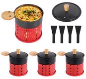 Merkloos Raclette pannetjes - Set van 4 - Rood - Anti-aanbaklaag - Op kaarsen